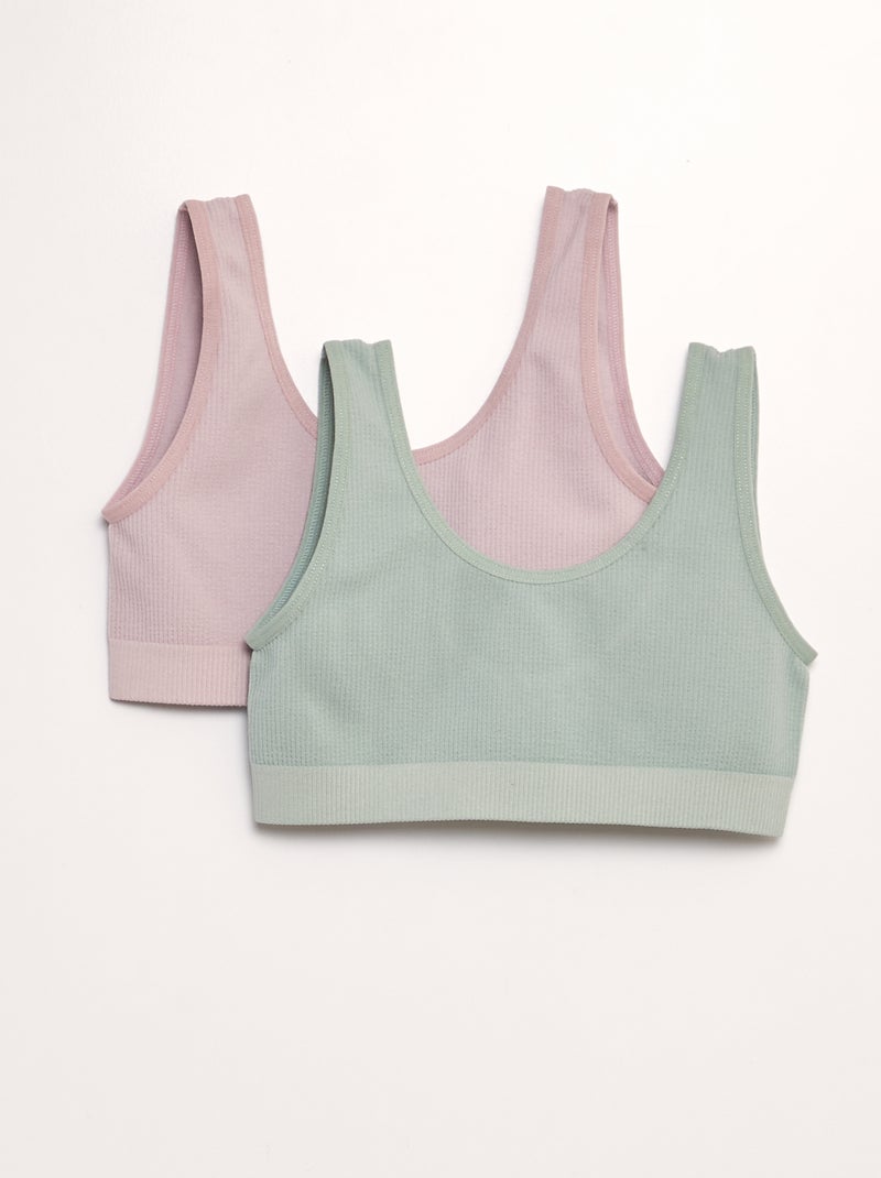 Set di 2 reggiseni sportivi in maglia a coste ROSA - Kiabi