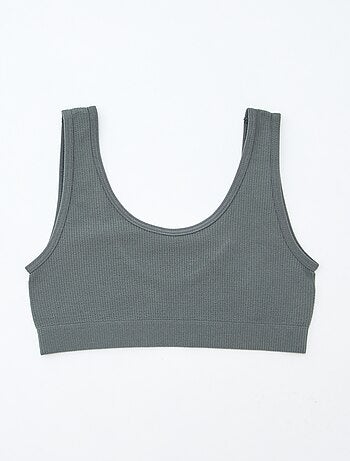 Set di 2 reggiseni sportivi in maglia a coste tinta unita