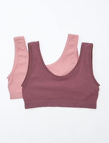 Set di 2 reggiseni sportivi in maglia a coste tinta unita