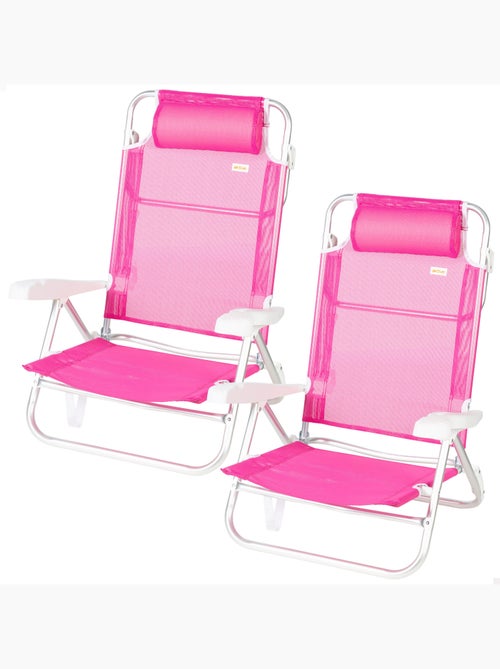 Set di 2 sedie da spiaggia basse multiposizione 47x49x82 cm fucsia - Kiabi Set di 2 sedie da spiaggia basse multiposizione 47x49x82 cm fucsia - Kiabi