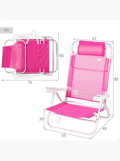 Set di 2 sedie da spiaggia basse multiposizione 47x49x82 cm fucsia - Kiabi Set di 2 sedie da spiaggia basse multiposizione 47x49x82 cm fucsia - Kiabi