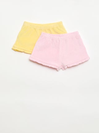 Set di 2 shorts a tinta unita con volant in spugna