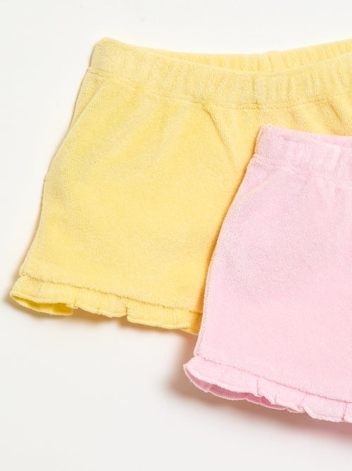Set di 2 shorts a tinta unita con volant in spugna - Kiabi