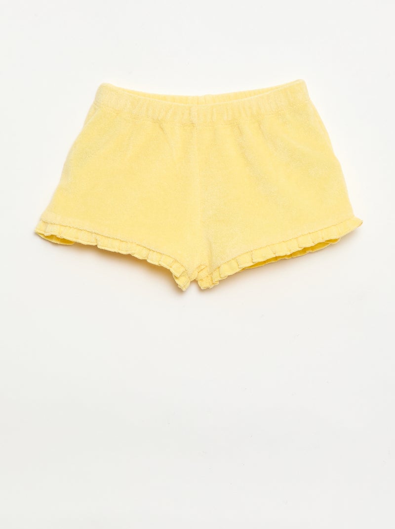 Set di 2 shorts a tinta unita con volant in spugna Giallo - Kiabi