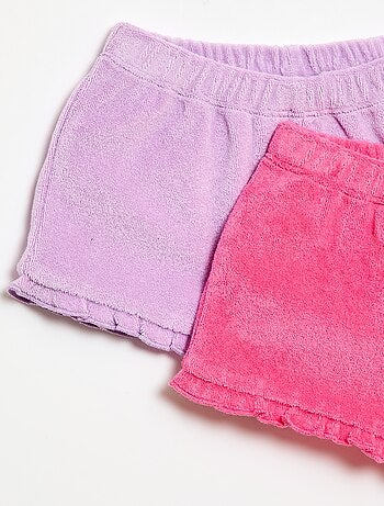 Set di 2 shorts a tinta unita con volant in spugna