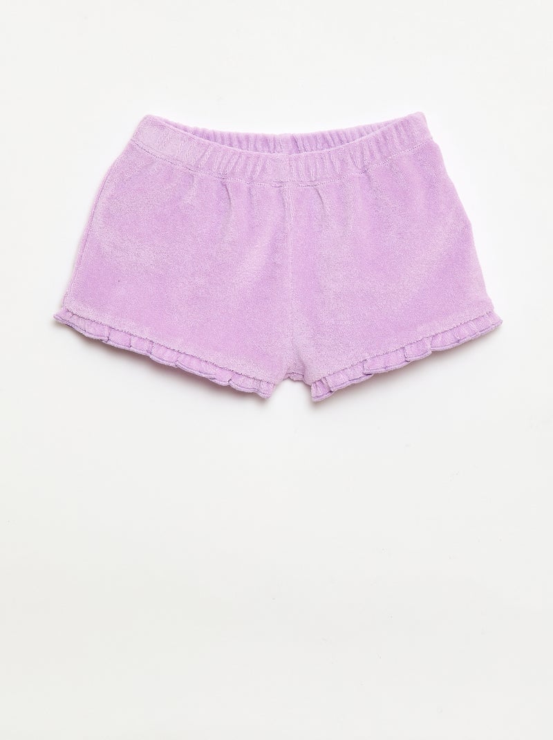Set di 2 shorts a tinta unita con volant in spugna Viola - Kiabi