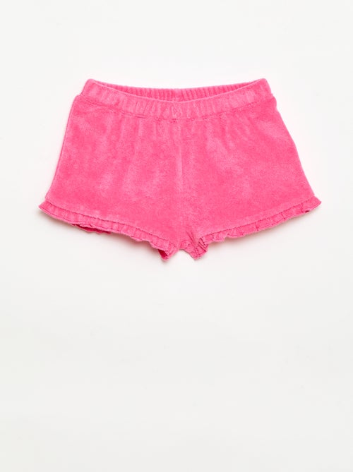 Set di 2 shorts a tinta unita con volant in spugna - Kiabi