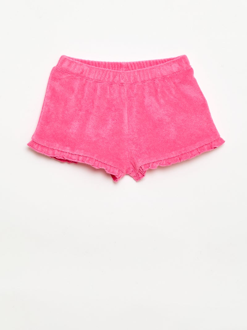 Set di 2 shorts a tinta unita con volant in spugna Viola - Kiabi