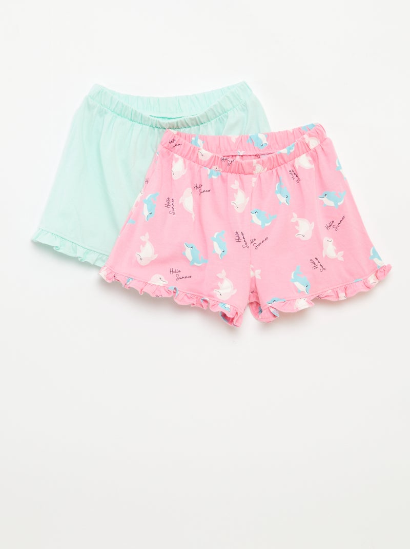 Set di 2 shorts con volant ROSA - Kiabi