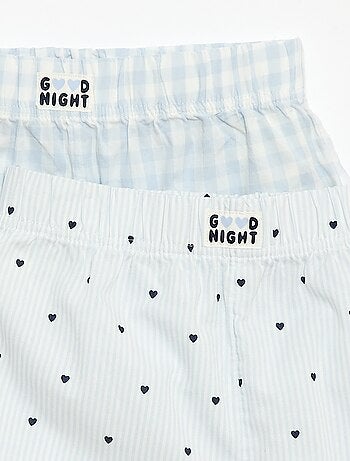 Set di 2 shorts da notte in popeline di cotone