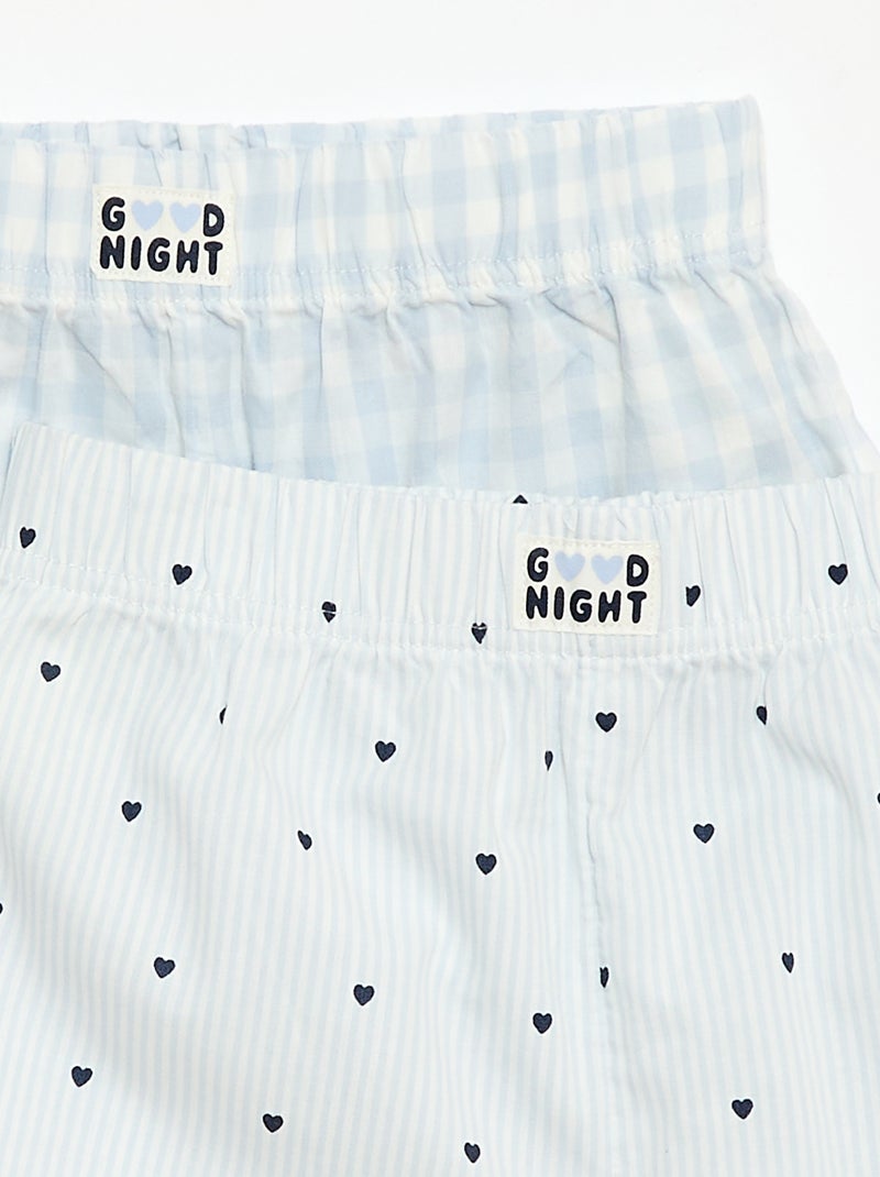 Set di 2 shorts da notte in popeline di cotone Blu - Kiabi