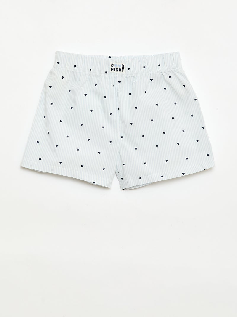 Set di 2 shorts da notte in popeline di cotone Blu - Kiabi