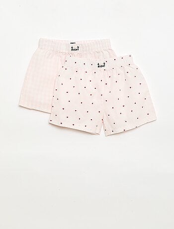 Set di 2 shorts da notte in popeline di cotone