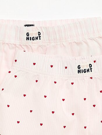 Set di 2 shorts da notte in popeline di cotone