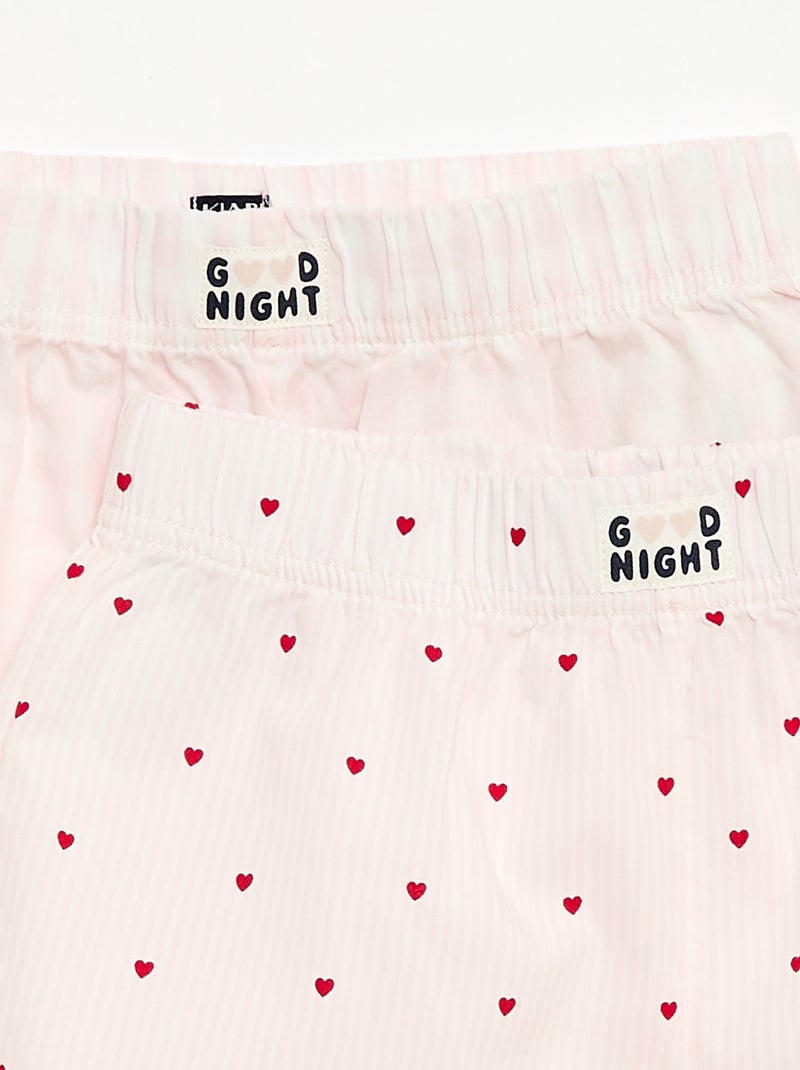 Set di 2 shorts da notte in popeline di cotone Rosa - Kiabi
