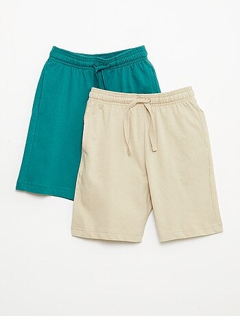 Set di 2 shorts in jersey di cotone tinta unita