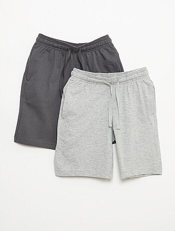 Set di 2 shorts in jersey di cotone tinta unita