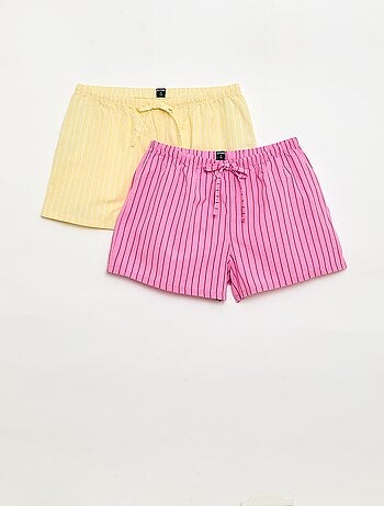 Set di 2 shorts popeline con coulisse in cotone