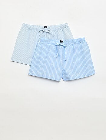 Set di 2 shorts popeline con coulisse in cotone