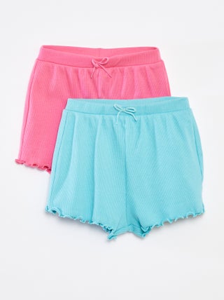 Set di 2 shorts tinta unita in maglia a coste