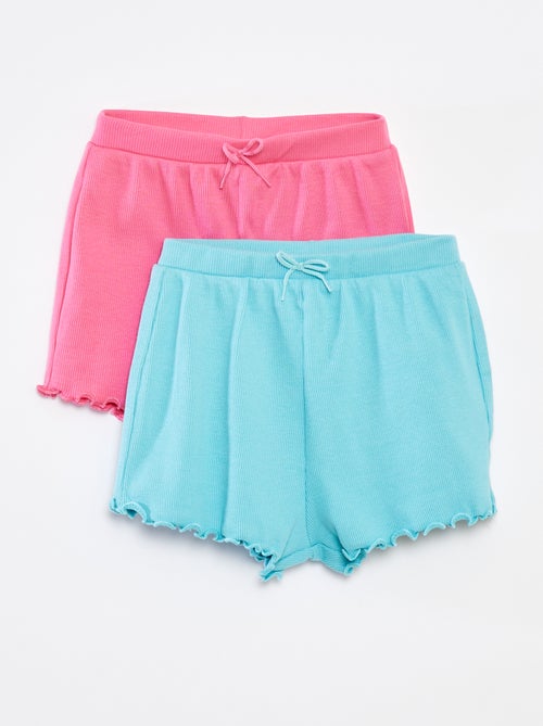 Set di 2 shorts tinta unita in maglia a coste - Kiabi