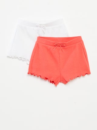 Set di 2 shorts tinta unita in maglia a coste