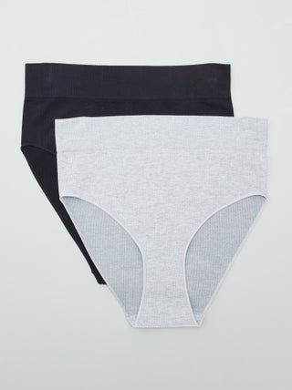 Set di 2 slip alti a costine