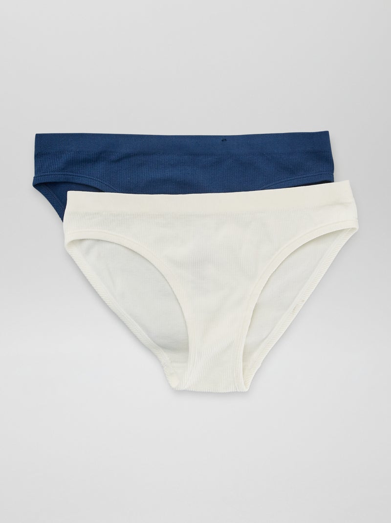 Set di 2 slip in maglia a coste 'Envie de Lingerie' blu marine - Kiabi