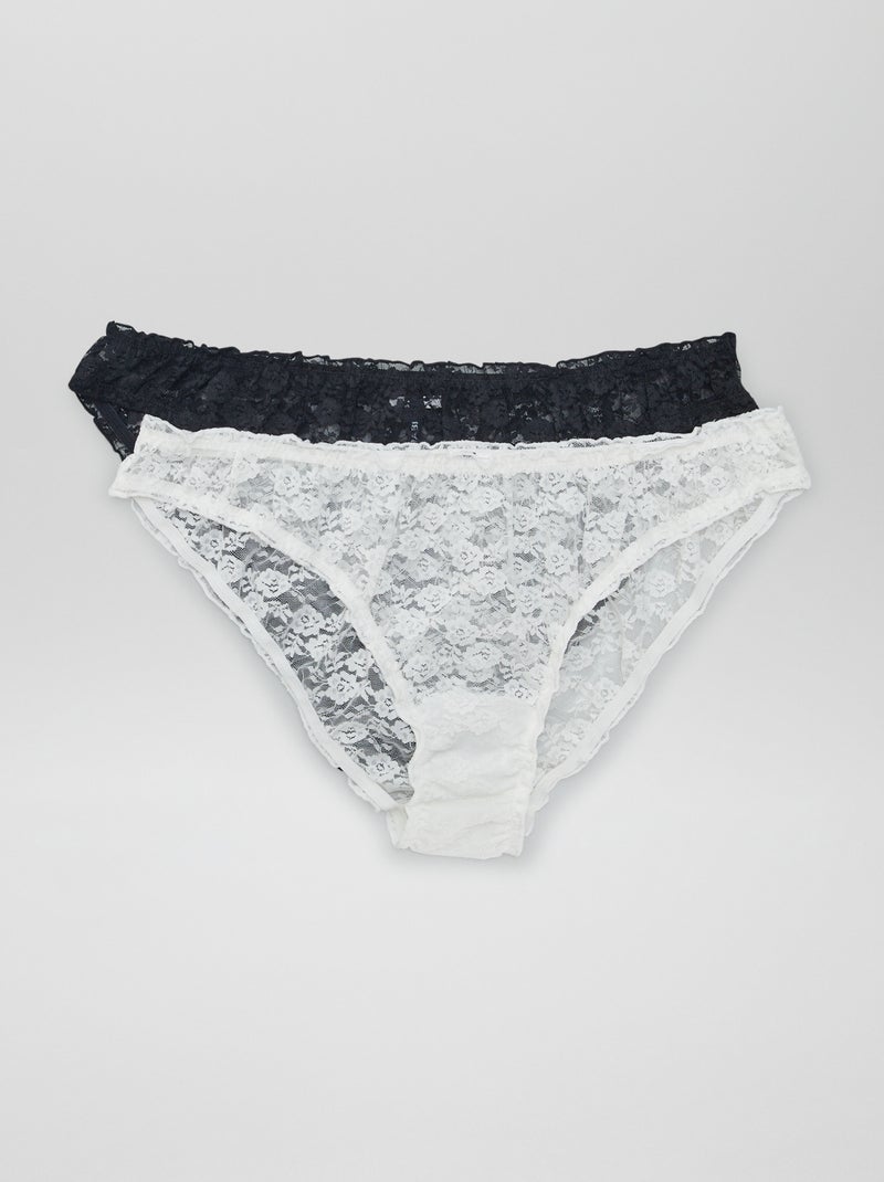 Set di 2 slip in pizzo BIANCO - Kiabi