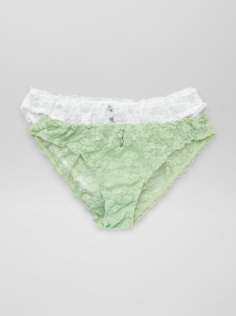 Set di 2 slip in pizzo verde iris - Kiabi