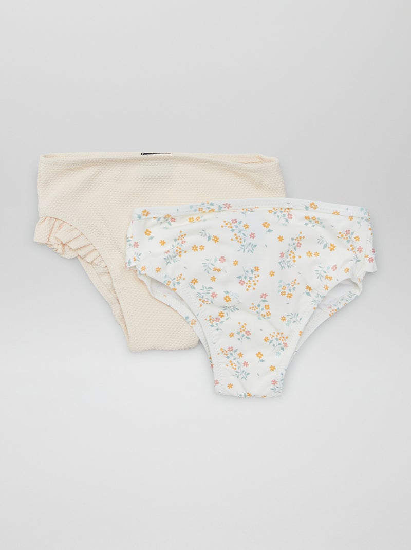 Set di 2 slip mare con volant BIANCO - Kiabi