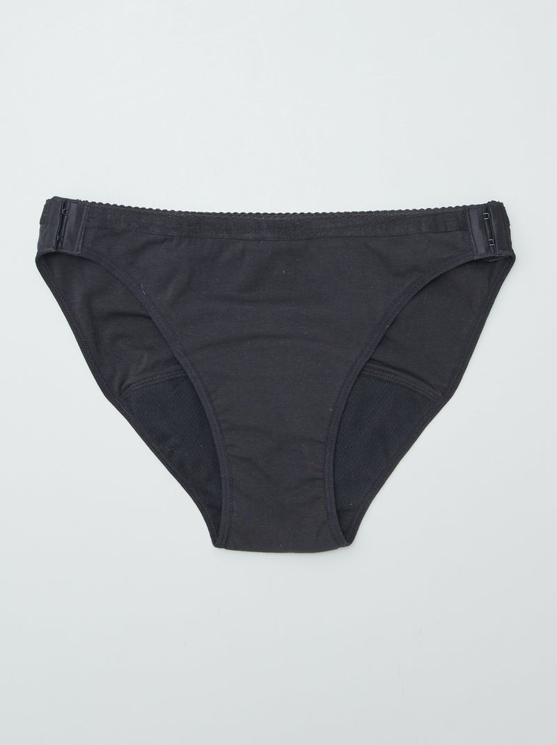 Set di 2 slip mestruali lavabili in cotone - collezione facile da indossare nero - Kiabi