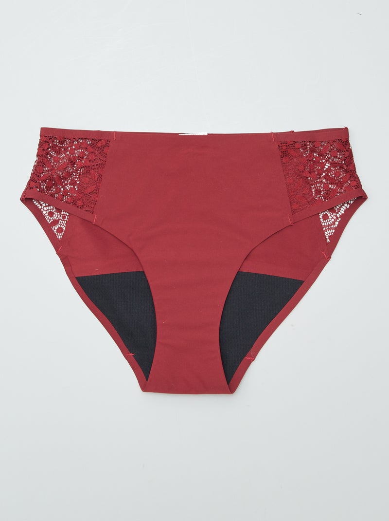Set di 2 slip per ciclo mestruale flusso leggero ROSSO - Kiabi