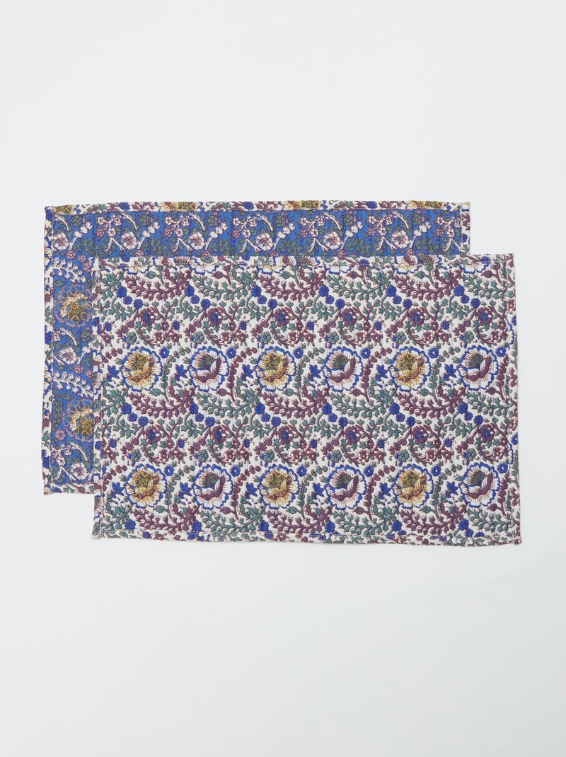 Set di 2 sottopiatti fioriti (32x45 cm) - Kiabi Home blu - Kiabi