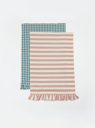 Set di 2 strofinacci con volant (50 x 70 cm)
