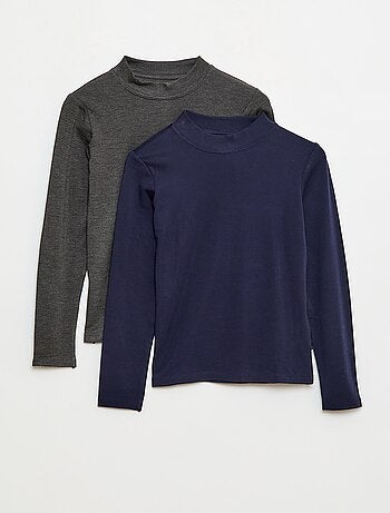 Set di 2 t-shirt a collo alto