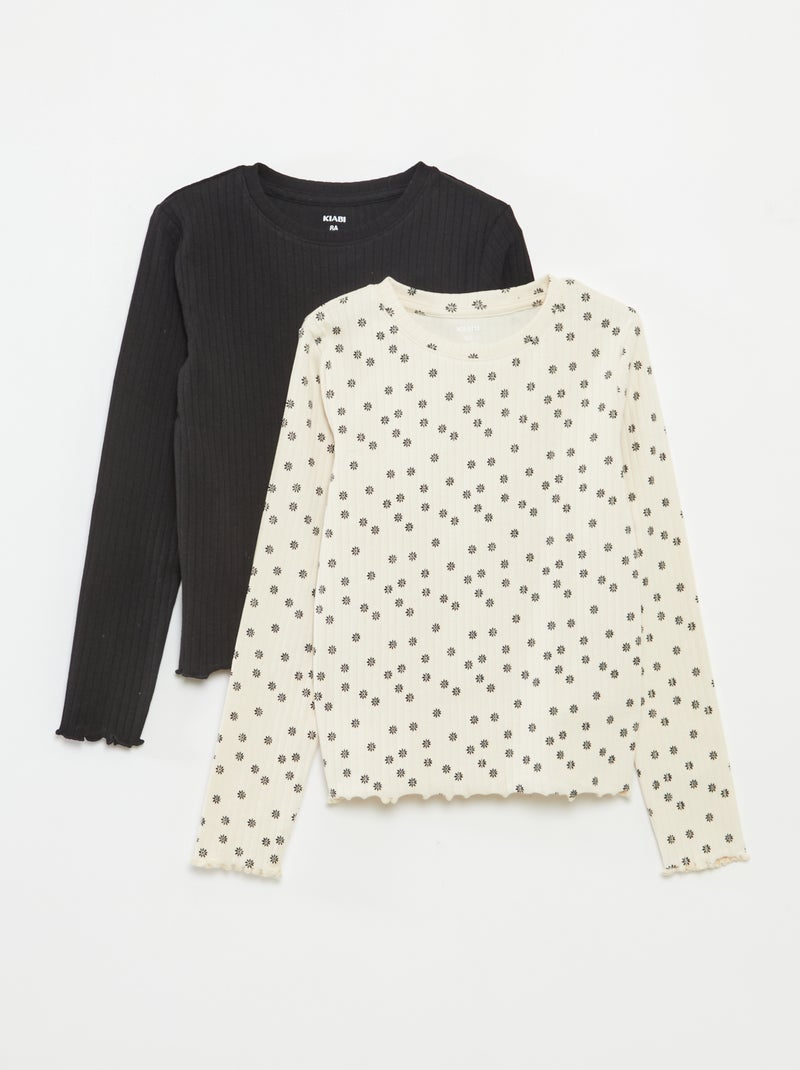Set di 2 t-shirt a coste Beige - Kiabi