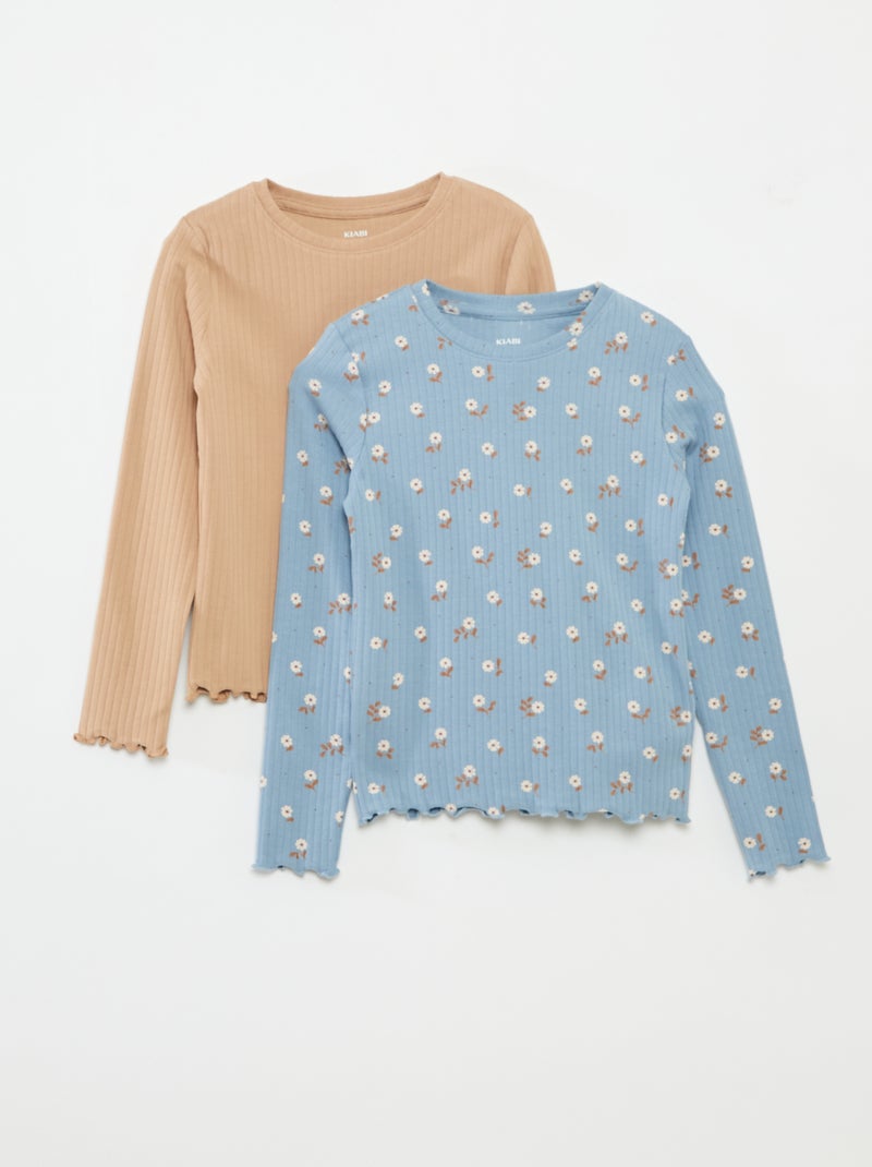 Set di 2 t-shirt a coste Blu - Kiabi