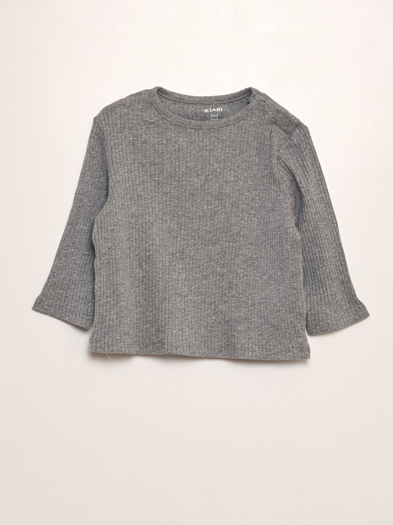 Set di 2 t-shirt a coste GRIGIO - Kiabi