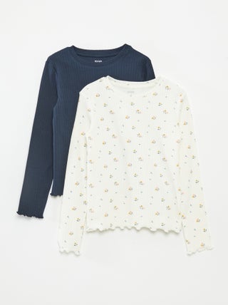 Set di 2 t-shirt a coste