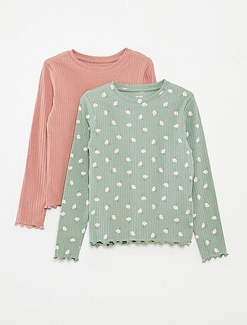 Set di 2 t-shirt a coste