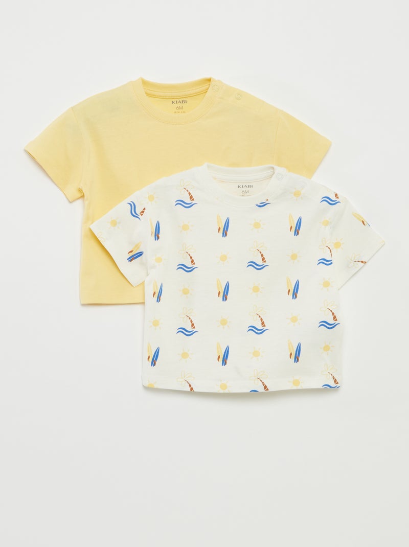 Set di 2 t-shirt a maniche corte e girocollo BIANCO - Kiabi