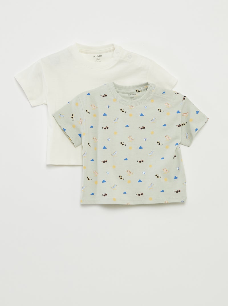 Set di 2 t-shirt a maniche corte e girocollo BIANCO - Kiabi