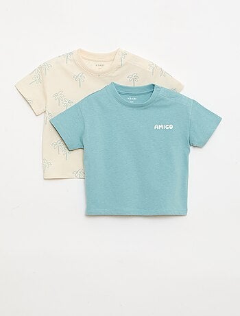 Set di 2 T-shirt a maniche corte in jersey di cotone