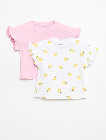 Set di 2 t-shirt a maniche corte in jersey di cotone