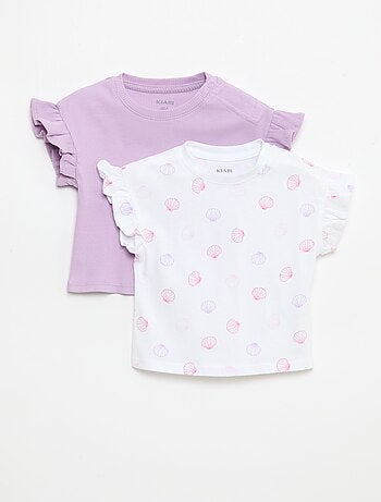 Set di 2 t-shirt a maniche corte in jersey di cotone