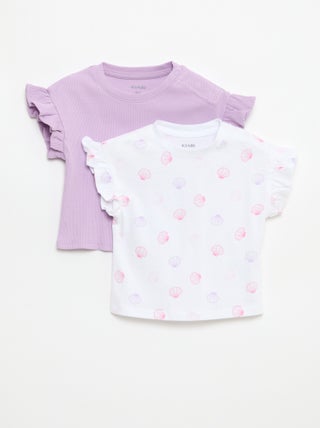 Set di 2 t-shirt a maniche corte in jersey di cotone