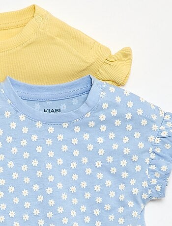 Set di 2 t-shirt a maniche corte in jersey di cotone