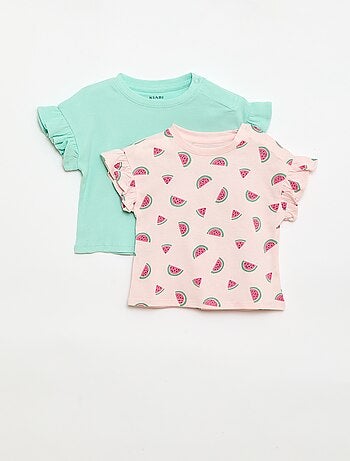 Set di 2 t-shirt a maniche corte in jersey di cotone