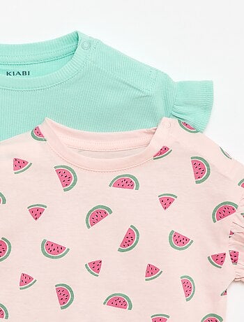 Set di 2 t-shirt a maniche corte in jersey di cotone